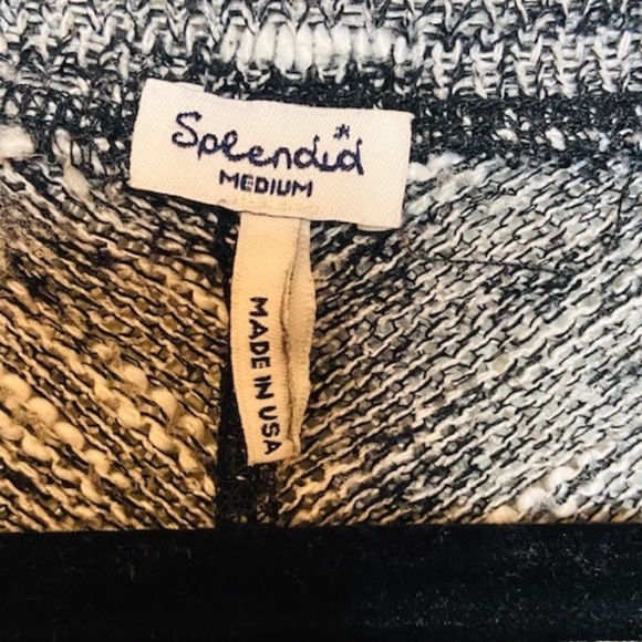 SPLENDID Black White Knit Scoop Neck Sweater Sz M - Picture 4 of 5